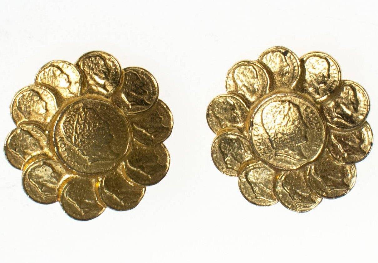 Vintage RJ Graziano Roman Gold Coin Earrings by RJ Graziano - Vintage Meet Modern Vintage Jewelry - Chicago, Illinois - #oldhollywoodglamour #vintagemeetmodern #designervintage #jewelrybox #antiquejewelry #vintagejewelry