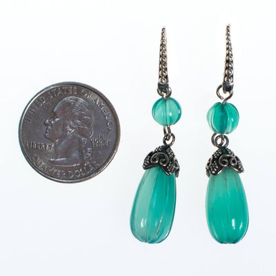 Vintage Chrysoprase and Sterling Silver Earrings by 1990s - Vintage Meet Modern Vintage Jewelry - Chicago, Illinois - #oldhollywoodglamour #vintagemeetmodern #designervintage #jewelrybox #antiquejewelry #vintagejewelry