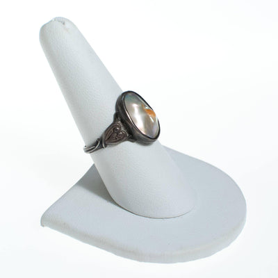 Vintage Art Nouveau Blister Pearl Ring Set In Sterling Silver by Art Nouveau - Vintage Meet Modern Vintage Jewelry - Chicago, Illinois - #oldhollywoodglamour #vintagemeetmodern #designervintage #jewelrybox #antiquejewelry #vintagejewelry