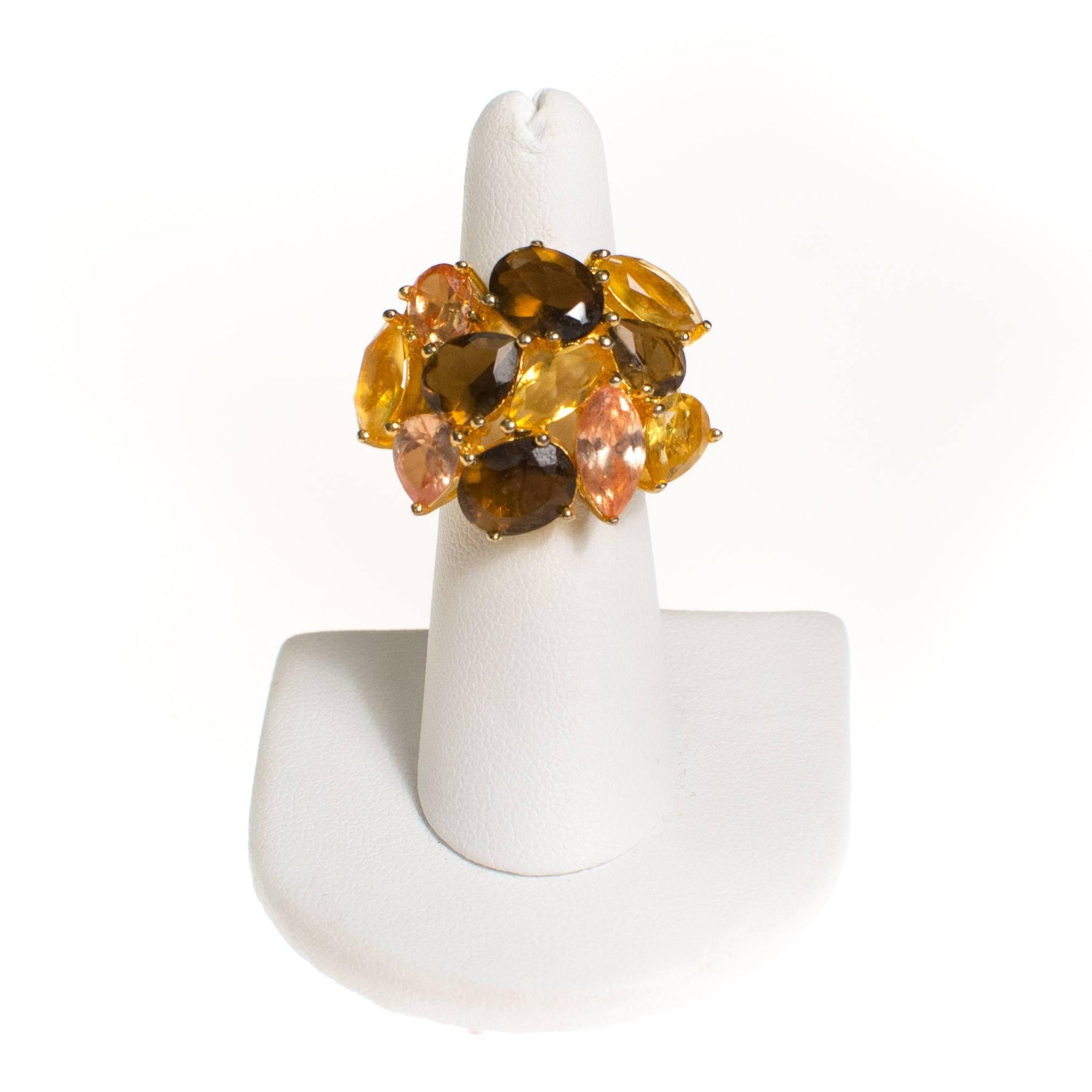 Vintage Huge Chunky Citrine and Smokey Topaz Cocktail Ring by 1980s - Vintage Meet Modern Vintage Jewelry - Chicago, Illinois - #oldhollywoodglamour #vintagemeetmodern #designervintage #jewelrybox #antiquejewelry #vintagejewelry