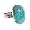 Vintage Turquoise Art Glass Cabochon Statement Ring, Silver Tone Setting, Adjustable by 1960s - Vintage Meet Modern Vintage Jewelry - Chicago, Illinois - #oldhollywoodglamour #vintagemeetmodern #designervintage #jewelrybox #antiquejewelry #vintagejewelry