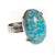Vintage Turquoise Art Glass Cabochon Statement Ring, Silver Tone Setting, Adjustable