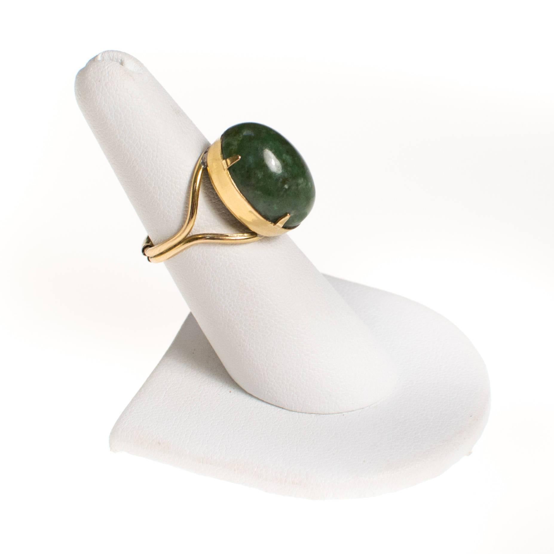 Vintage Nephrite Jade Cabochon Ring by 1960s - Vintage Meet Modern Vintage Jewelry - Chicago, Illinois - #oldhollywoodglamour #vintagemeetmodern #designervintage #jewelrybox #antiquejewelry #vintagejewelry