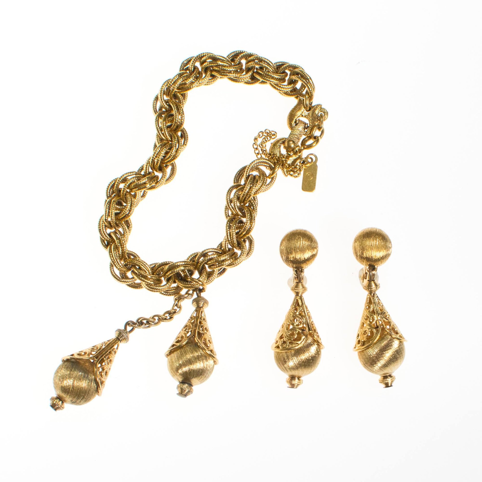 Monet Gold Bolero Dangling Earrings, Clip On by Monet - Vintage Meet Modern Vintage Jewelry - Chicago, Illinois - #oldhollywoodglamour #vintagemeetmodern #designervintage #jewelrybox #antiquejewelry #vintagejewelry