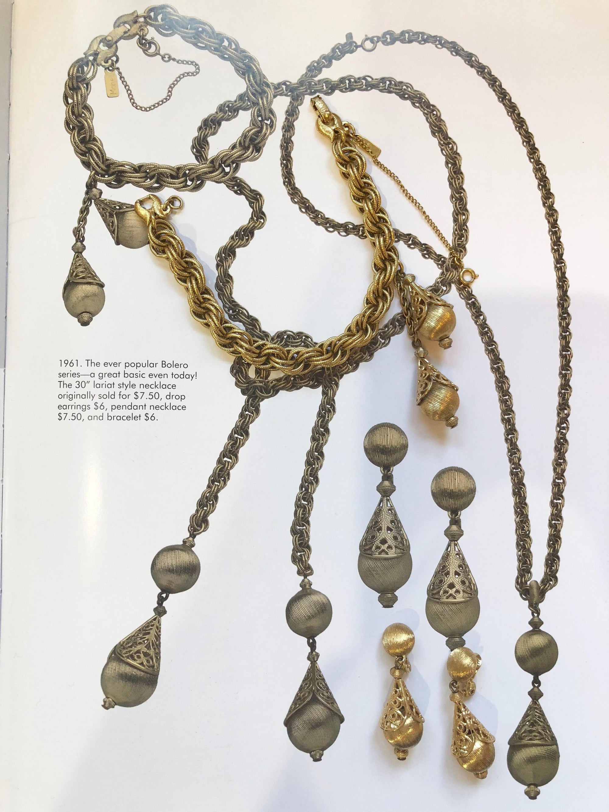 Monet Gold Bolero Dangling Earrings, Clip On by Monet - Vintage Meet Modern Vintage Jewelry - Chicago, Illinois - #oldhollywoodglamour #vintagemeetmodern #designervintage #jewelrybox #antiquejewelry #vintagejewelry