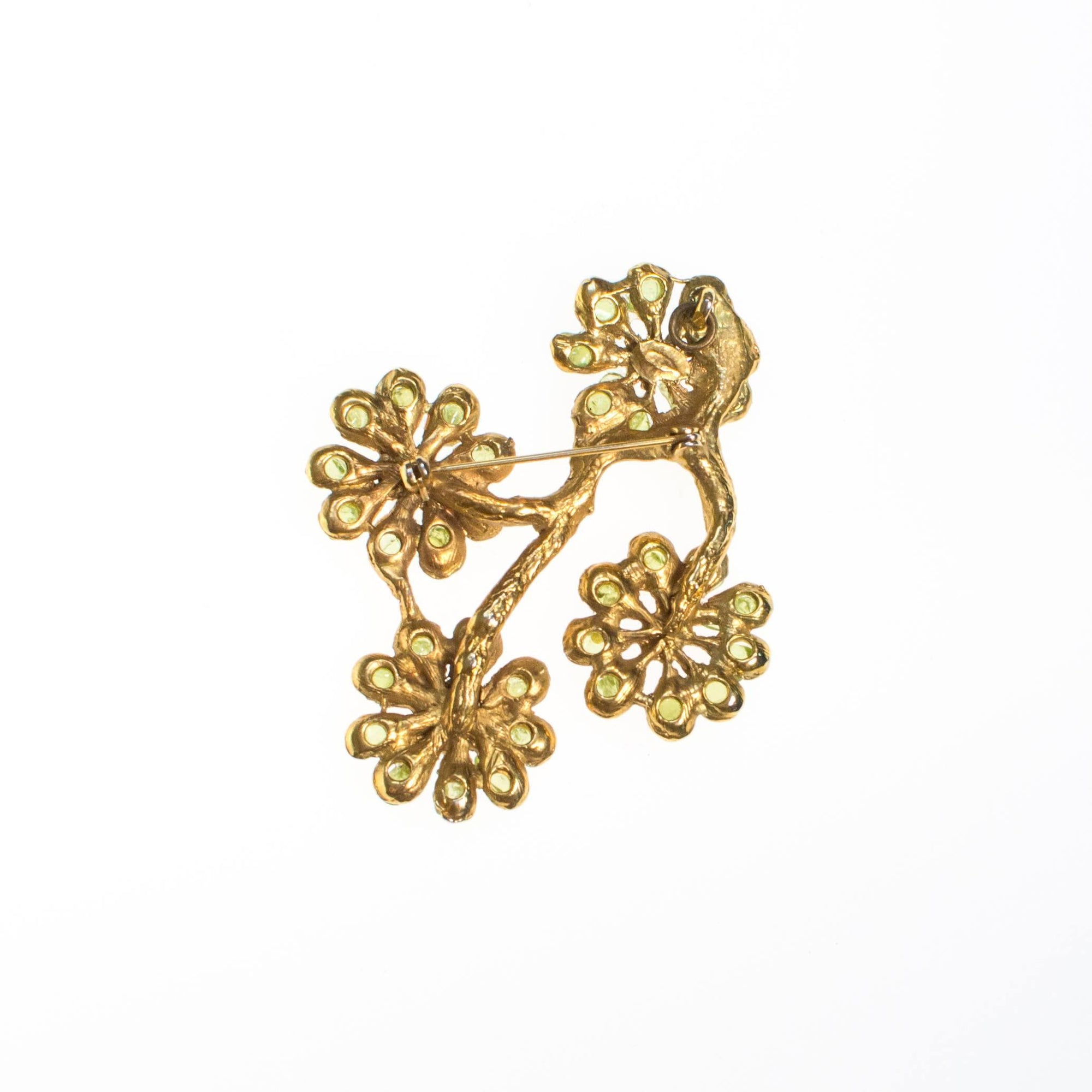 Vintage Peridot Flower Brooch Statement Pendant by 1960s - Vintage Meet Modern Vintage Jewelry - Chicago, Illinois - #oldhollywoodglamour #vintagemeetmodern #designervintage #jewelrybox #antiquejewelry #vintagejewelry