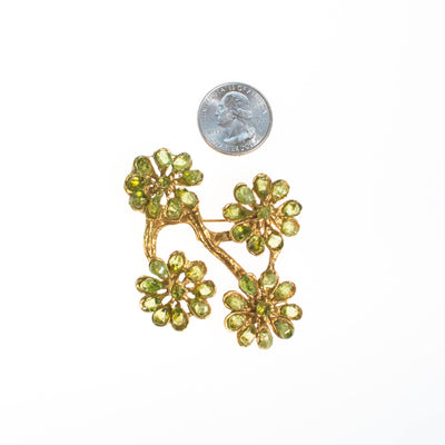 Vintage Peridot Flower Brooch Statement Pendant by 1960s - Vintage Meet Modern Vintage Jewelry - Chicago, Illinois - #oldhollywoodglamour #vintagemeetmodern #designervintage #jewelrybox #antiquejewelry #vintagejewelry