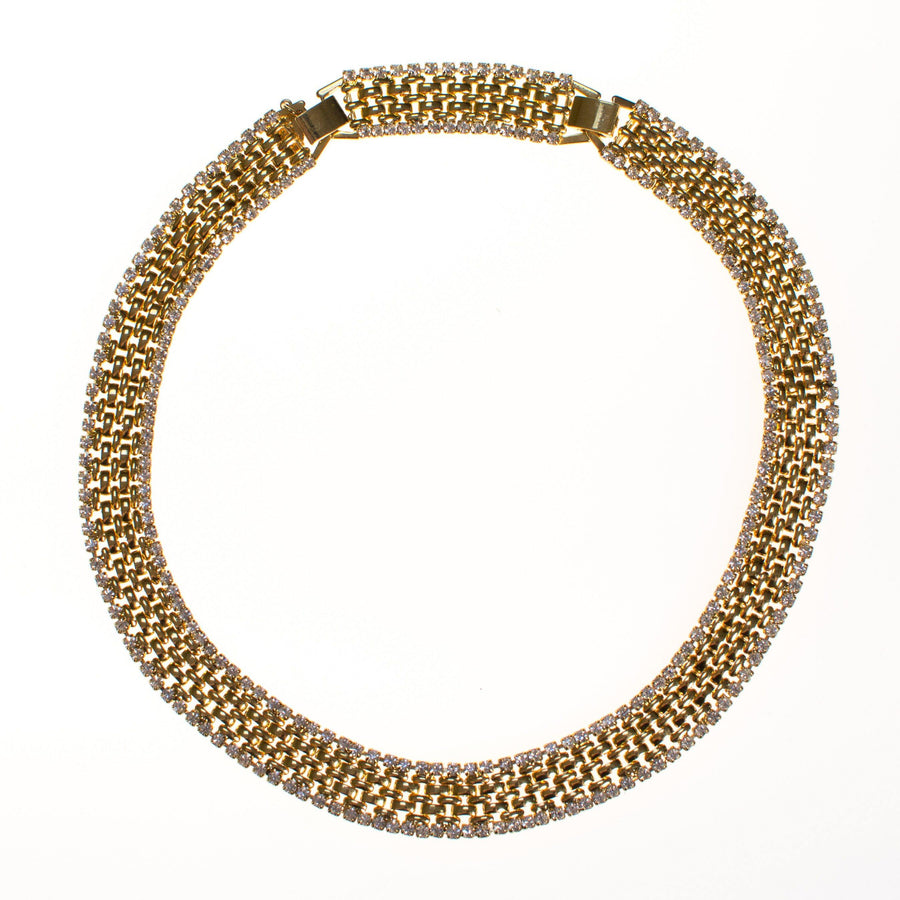 Vintage Kenneth Jay Lane Cafe Society Gold Flat link Chain Necklace by Kenneth Jay Lane - Vintage Meet Modern Vintage Jewelry - Chicago, Illinois - #oldhollywoodglamour #vintagemeetmodern #designervintage #jewelrybox #antiquejewelry #vintagejewelry