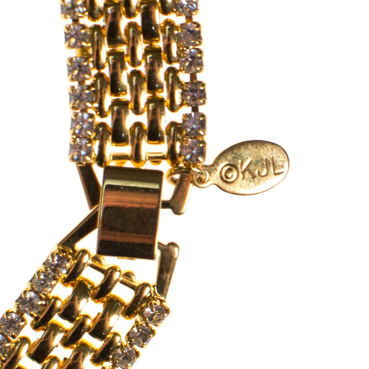 Vintage Kenneth Jay Lane Cafe Society Gold Flat link Chain Necklace by Kenneth Jay Lane - Vintage Meet Modern Vintage Jewelry - Chicago, Illinois - #oldhollywoodglamour #vintagemeetmodern #designervintage #jewelrybox #antiquejewelry #vintagejewelry