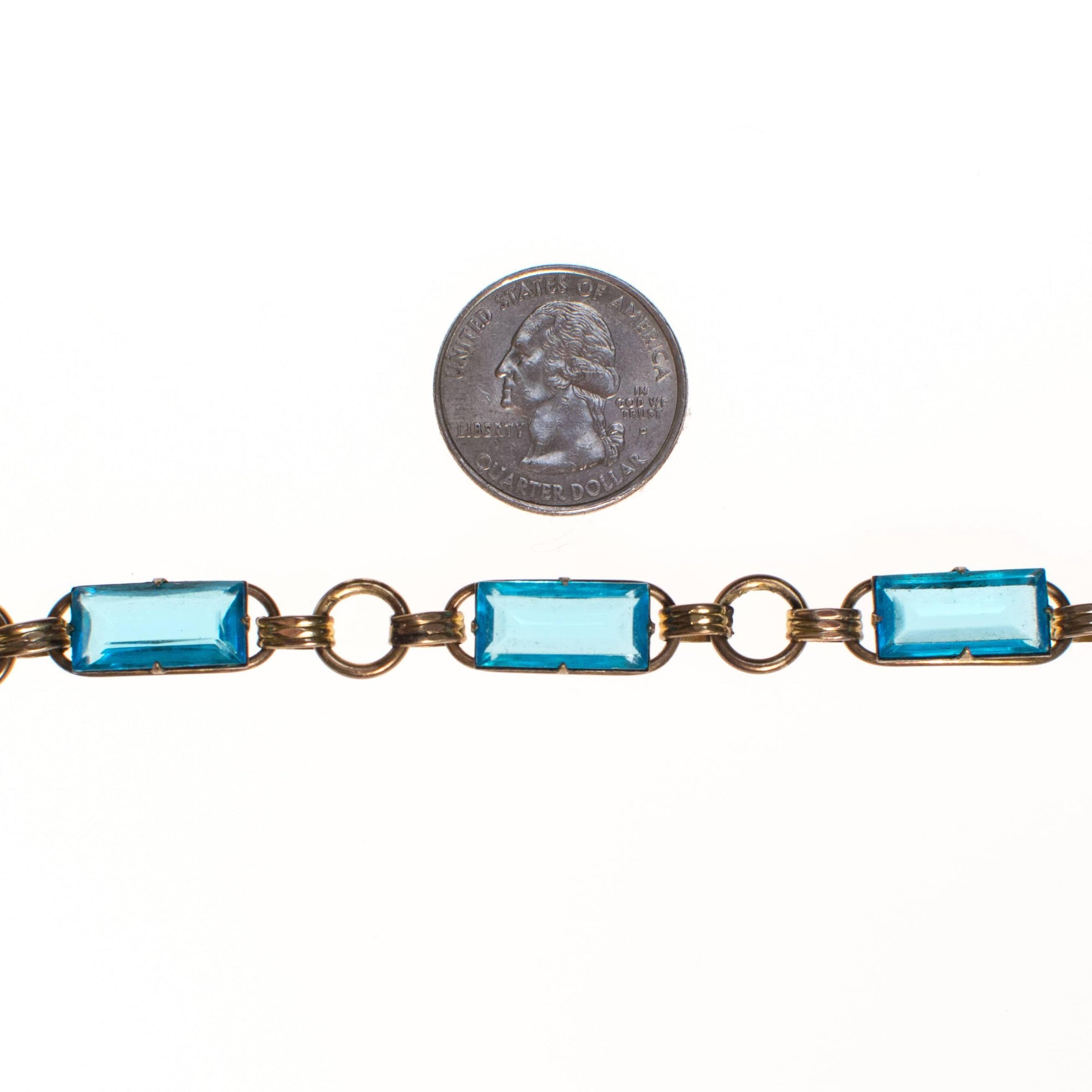 Vintage 1940s Gold Filled Blue Crystal Line Bracelet by 1940s - Vintage Meet Modern Vintage Jewelry - Chicago, Illinois - #oldhollywoodglamour #vintagemeetmodern #designervintage #jewelrybox #antiquejewelry #vintagejewelry
