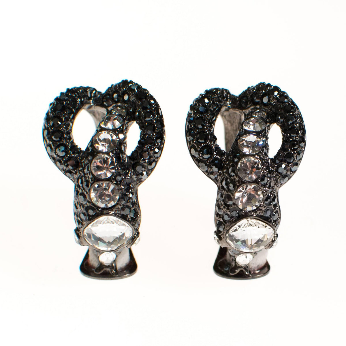 Vintage Kenneth Jay Lane Rhinestone Snake Hoop Earrings