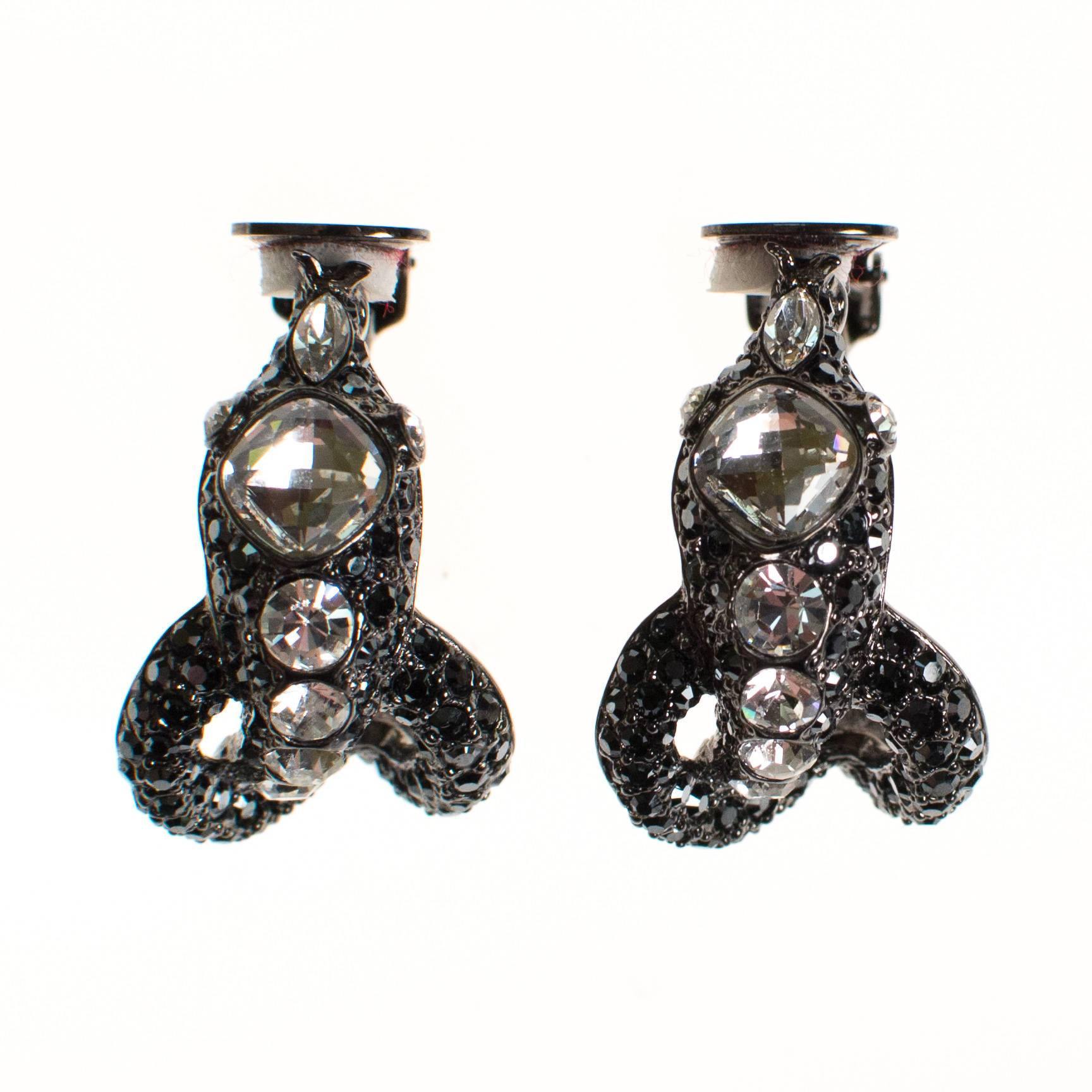 Vintage Kenneth Jay Lane Rhinestone Snake Hoop Earrings by Kenneth Jay Lane - Vintage Meet Modern Vintage Jewelry - Chicago, Illinois - #oldhollywoodglamour #vintagemeetmodern #designervintage #jewelrybox #antiquejewelry #vintagejewelry
