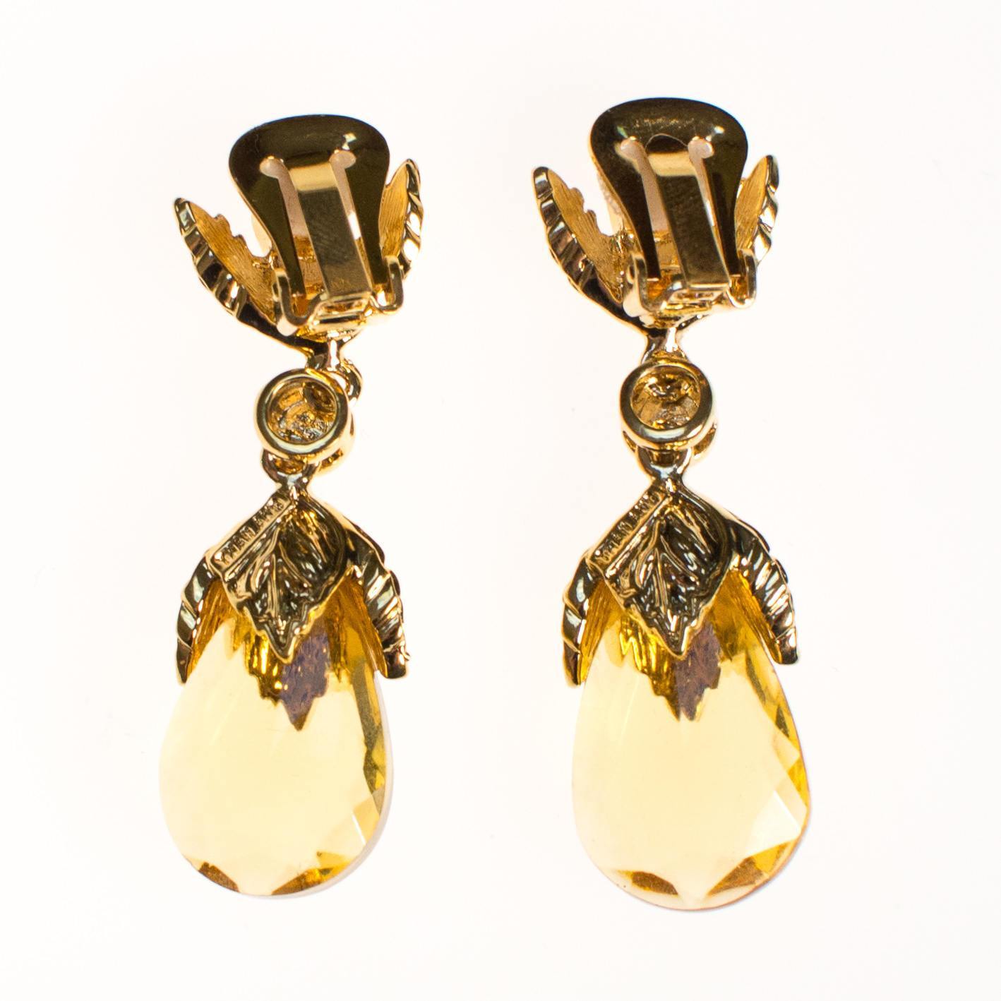 Vintage Francesca Visconti Citrine Crystal Drop Earrings by Francesca Visconti - Vintage Meet Modern Vintage Jewelry - Chicago, Illinois - #oldhollywoodglamour #vintagemeetmodern #designervintage #jewelrybox #antiquejewelry #vintagejewelry