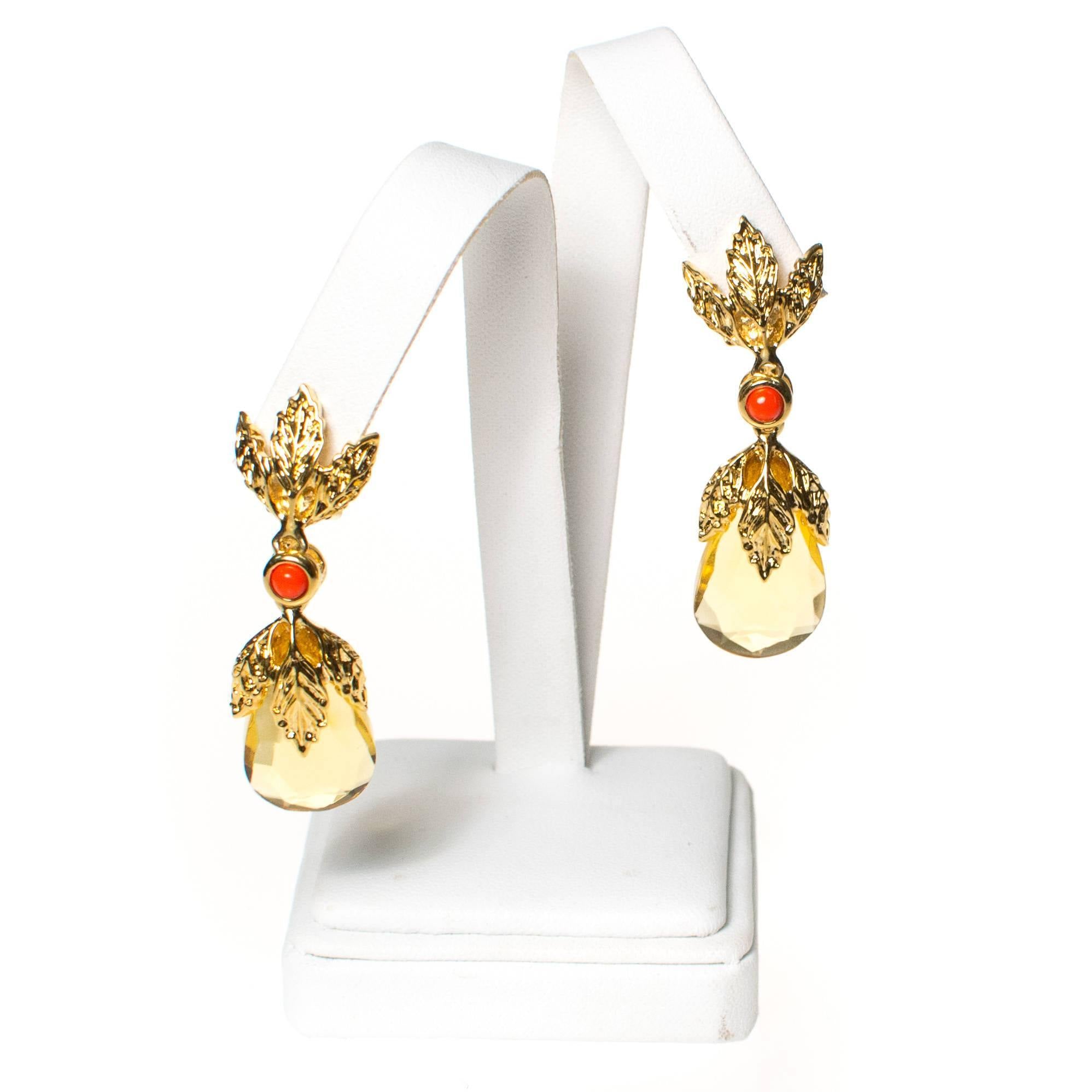Vintage Francesca Visconti Citrine Crystal Drop Earrings by Francesca Visconti - Vintage Meet Modern Vintage Jewelry - Chicago, Illinois - #oldhollywoodglamour #vintagemeetmodern #designervintage #jewelrybox #antiquejewelry #vintagejewelry