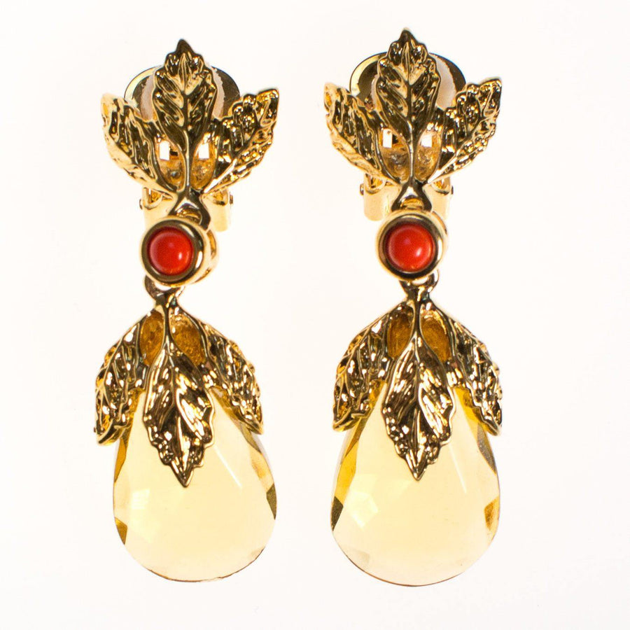 Vintage Francesca Visconti Citrine Crystal Drop Earrings by Francesca Visconti - Vintage Meet Modern Vintage Jewelry - Chicago, Illinois - #oldhollywoodglamour #vintagemeetmodern #designervintage #jewelrybox #antiquejewelry #vintagejewelry