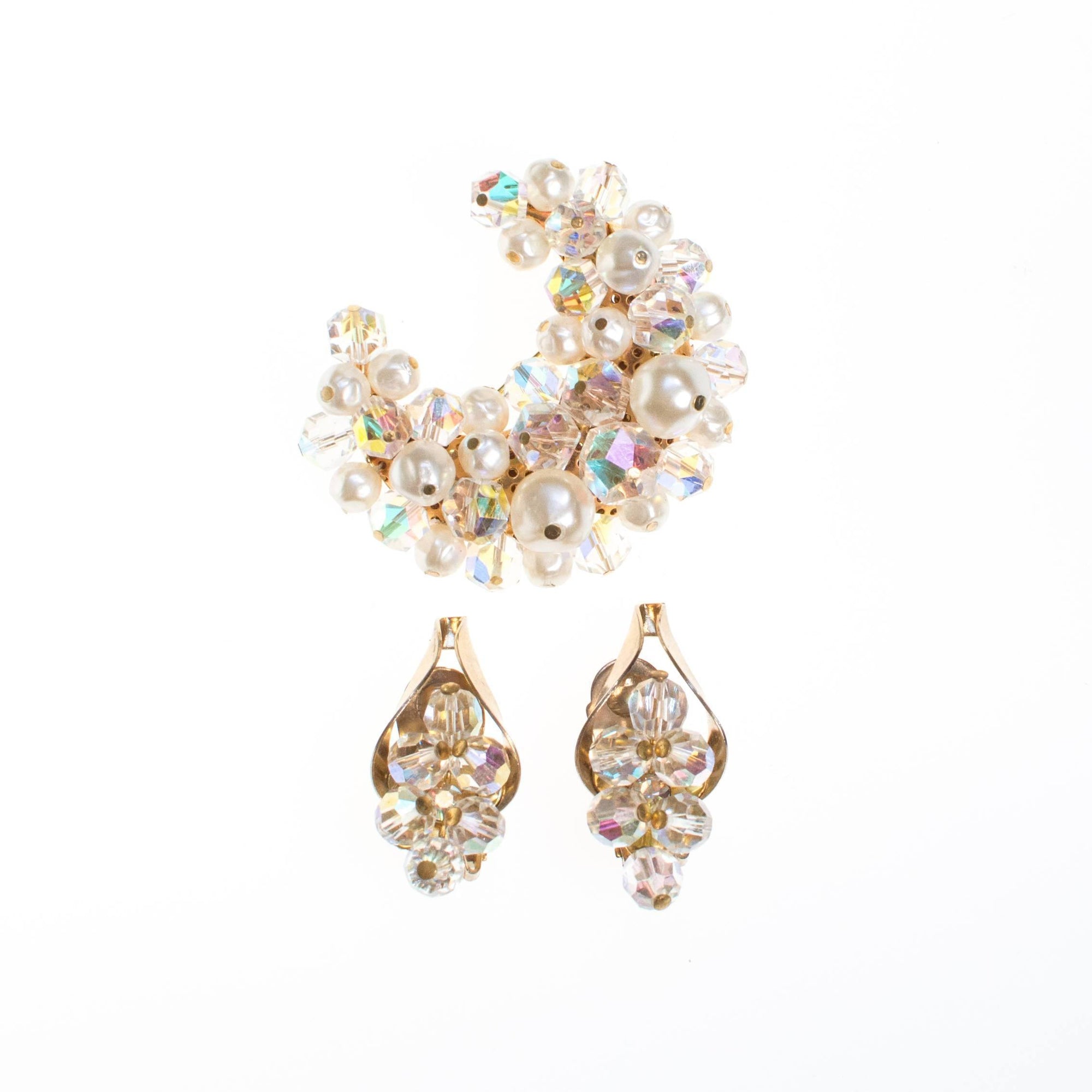 Vintage Aurora Borealis Crystal Bead Statement Earrings by 1960s - Vintage Meet Modern Vintage Jewelry - Chicago, Illinois - #oldhollywoodglamour #vintagemeetmodern #designervintage #jewelrybox #antiquejewelry #vintagejewelry