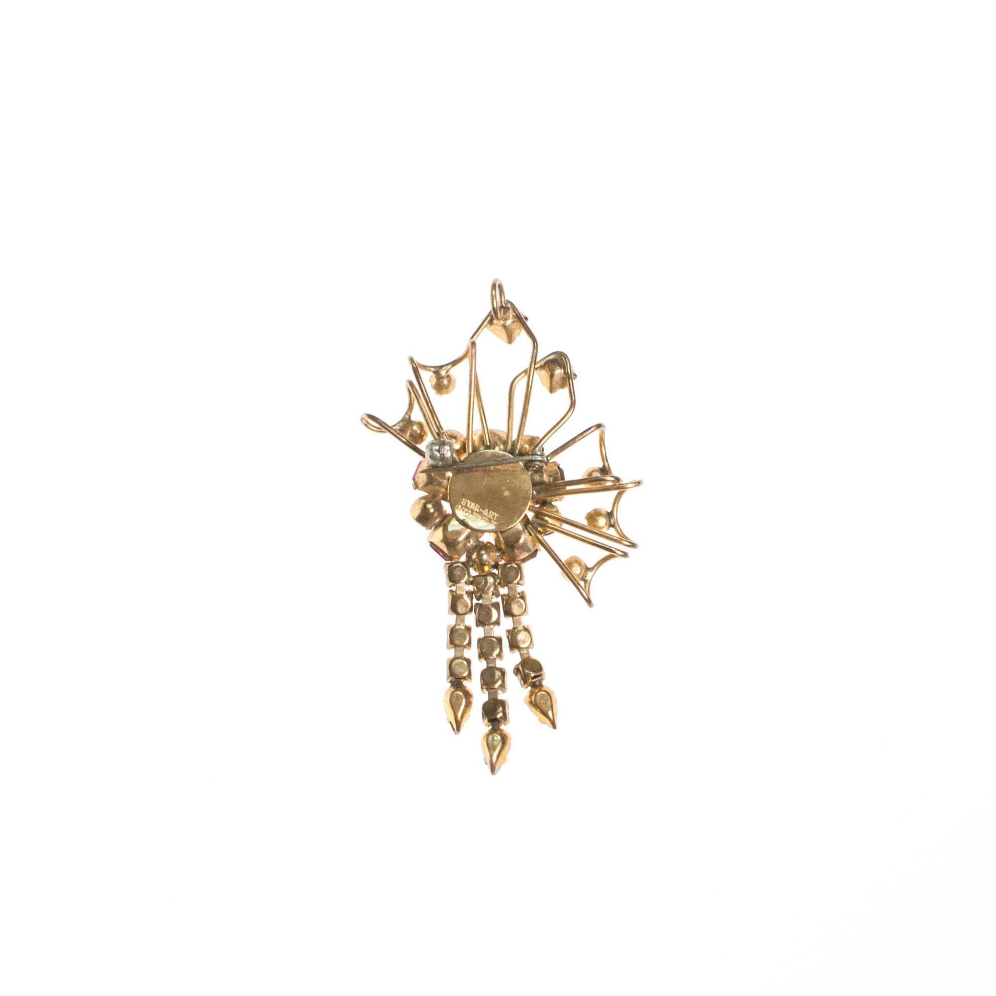 Star Art Pink Rhinestone Brooch, Pendant by Star Art - Vintage Meet Modern Vintage Jewelry - Chicago, Illinois - #oldhollywoodglamour #vintagemeetmodern #designervintage #jewelrybox #antiquejewelry #vintagejewelry