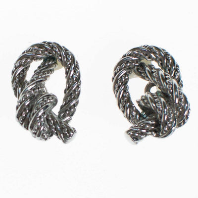 Crown Trifari Silver Knot Earrings, Clip On by Crown Trifari - Vintage Meet Modern Vintage Jewelry - Chicago, Illinois - #oldhollywoodglamour #vintagemeetmodern #designervintage #jewelrybox #antiquejewelry #vintagejewelry