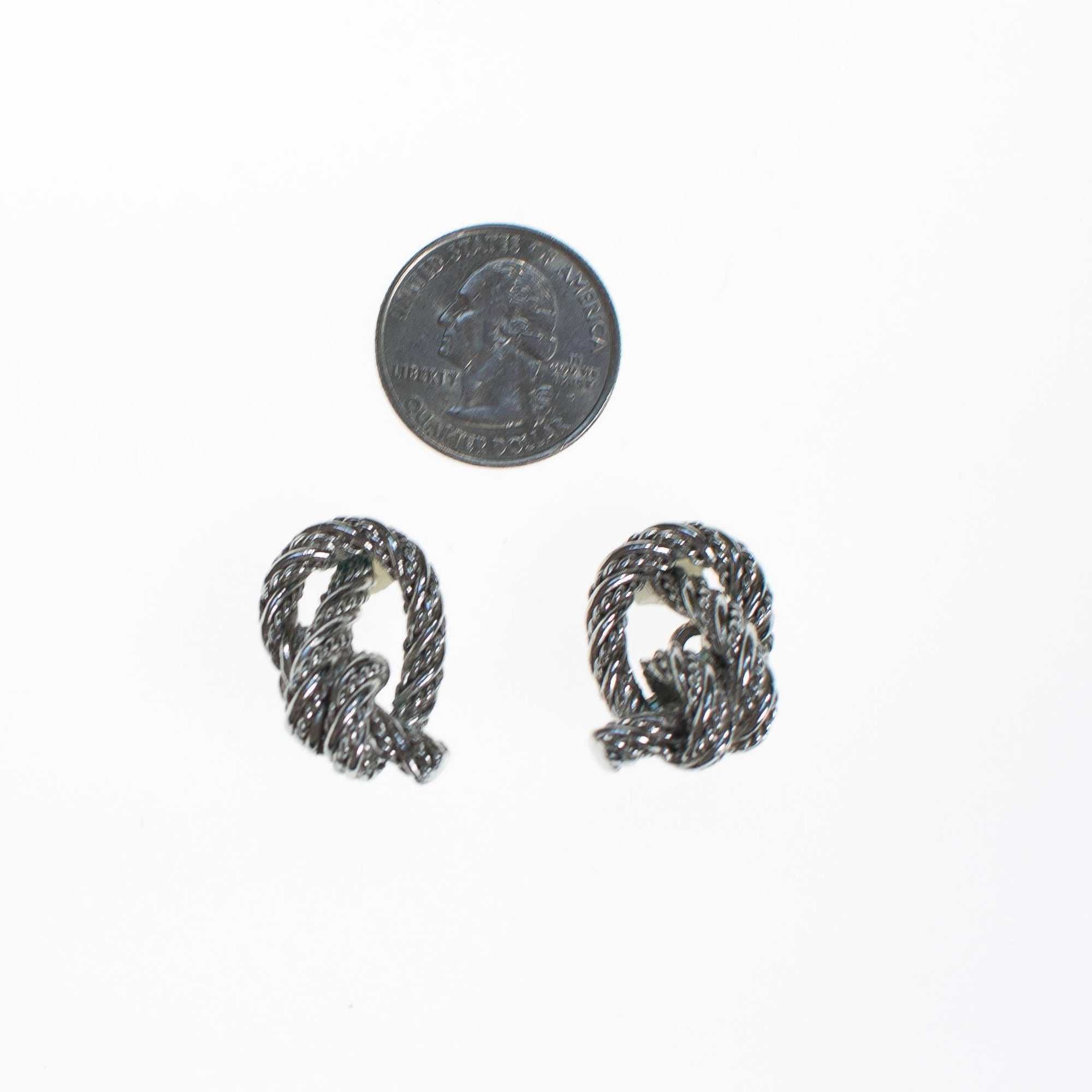 Crown Trifari Silver Knot Earrings, Clip On by Crown Trifari - Vintage Meet Modern Vintage Jewelry - Chicago, Illinois - #oldhollywoodglamour #vintagemeetmodern #designervintage #jewelrybox #antiquejewelry #vintagejewelry