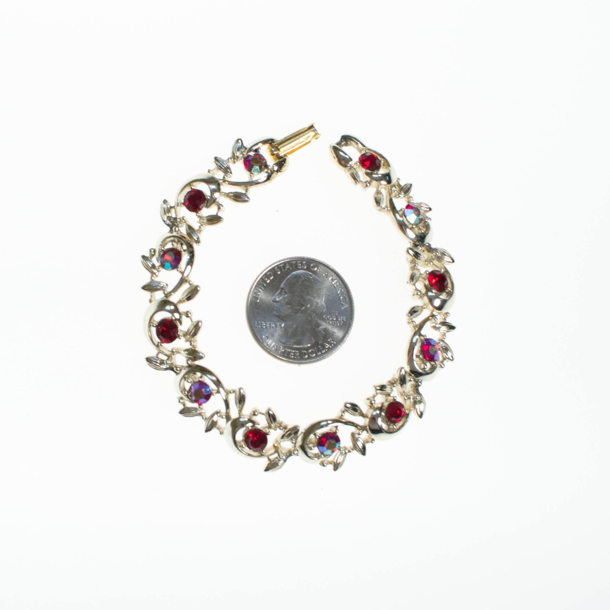 BSK Red Rhinestone Bracelet by BSK - Vintage Meet Modern Vintage Jewelry - Chicago, Illinois - #oldhollywoodglamour #vintagemeetmodern #designervintage #jewelrybox #antiquejewelry #vintagejewelry