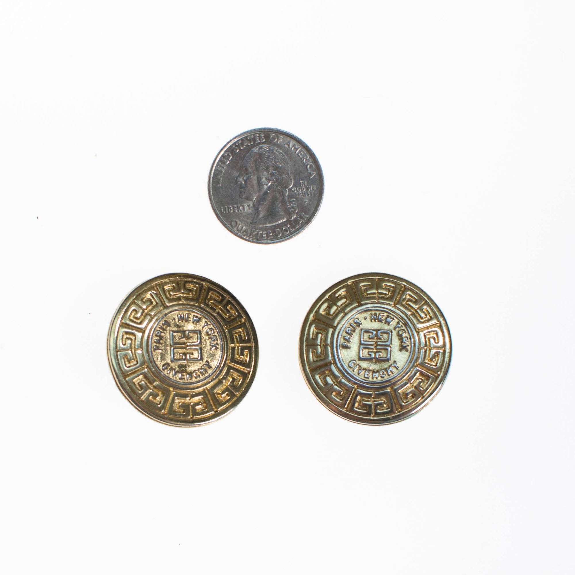 Vintage Givenchy Couture Gold Logo Earrings by Givenchy - Vintage Meet Modern Vintage Jewelry - Chicago, Illinois - #oldhollywoodglamour #vintagemeetmodern #designervintage #jewelrybox #antiquejewelry #vintagejewelry