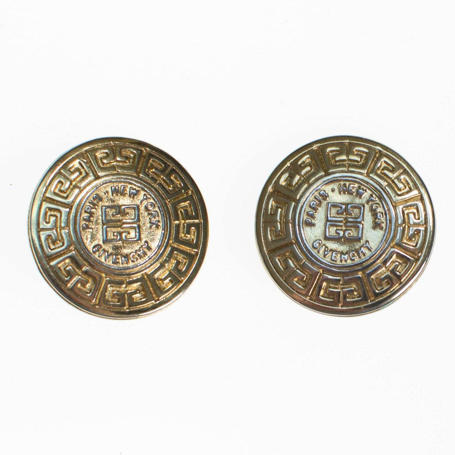 Vintage Givenchy Couture Gold Logo Earrings by Givenchy - Vintage Meet Modern Vintage Jewelry - Chicago, Illinois - #oldhollywoodglamour #vintagemeetmodern #designervintage #jewelrybox #antiquejewelry #vintagejewelry