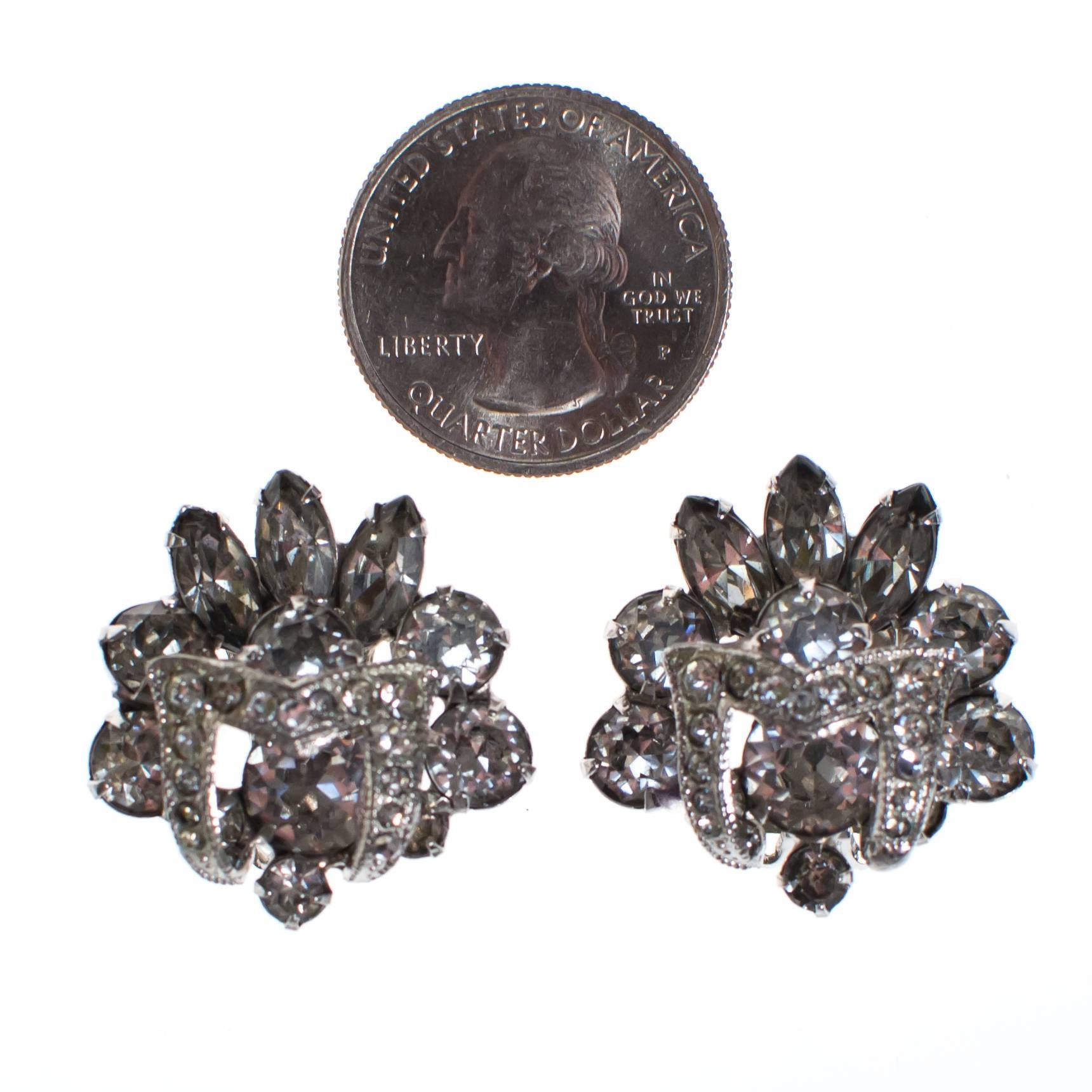Vintage Eisenberg Clear Crystal Rhinestone Cluster Earrings by Eisenberg - Vintage Meet Modern Vintage Jewelry - Chicago, Illinois - #oldhollywoodglamour #vintagemeetmodern #designervintage #jewelrybox #antiquejewelry #vintagejewelry
