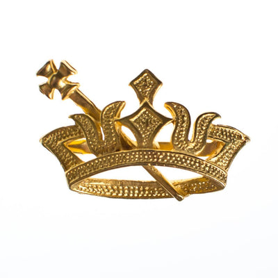Vintage Gold Crown Pin with Sword by 1980s - Vintage Meet Modern Vintage Jewelry - Chicago, Illinois - #oldhollywoodglamour #vintagemeetmodern #designervintage #jewelrybox #antiquejewelry #vintagejewelry