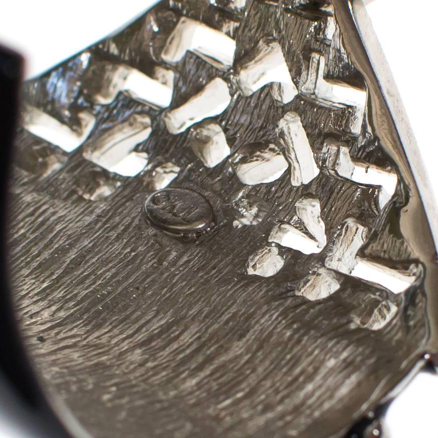 Vintage Kenneth Jay Lane Art Deco Rhinestone and Black Enamel Wide Cuff Statement Bracelet by Kenneth Jay Lane - Vintage Meet Modern Vintage Jewelry - Chicago, Illinois - #oldhollywoodglamour #vintagemeetmodern #designervintage #jewelrybox #antiquejewelry #vintagejewelry