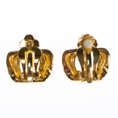 Vintage RJ Graziano Gold Crown Earrings, Clip On by RJ Graziano - Vintage Meet Modern Vintage Jewelry - Chicago, Illinois - #oldhollywoodglamour #vintagemeetmodern #designervintage #jewelrybox #antiquejewelry #vintagejewelry