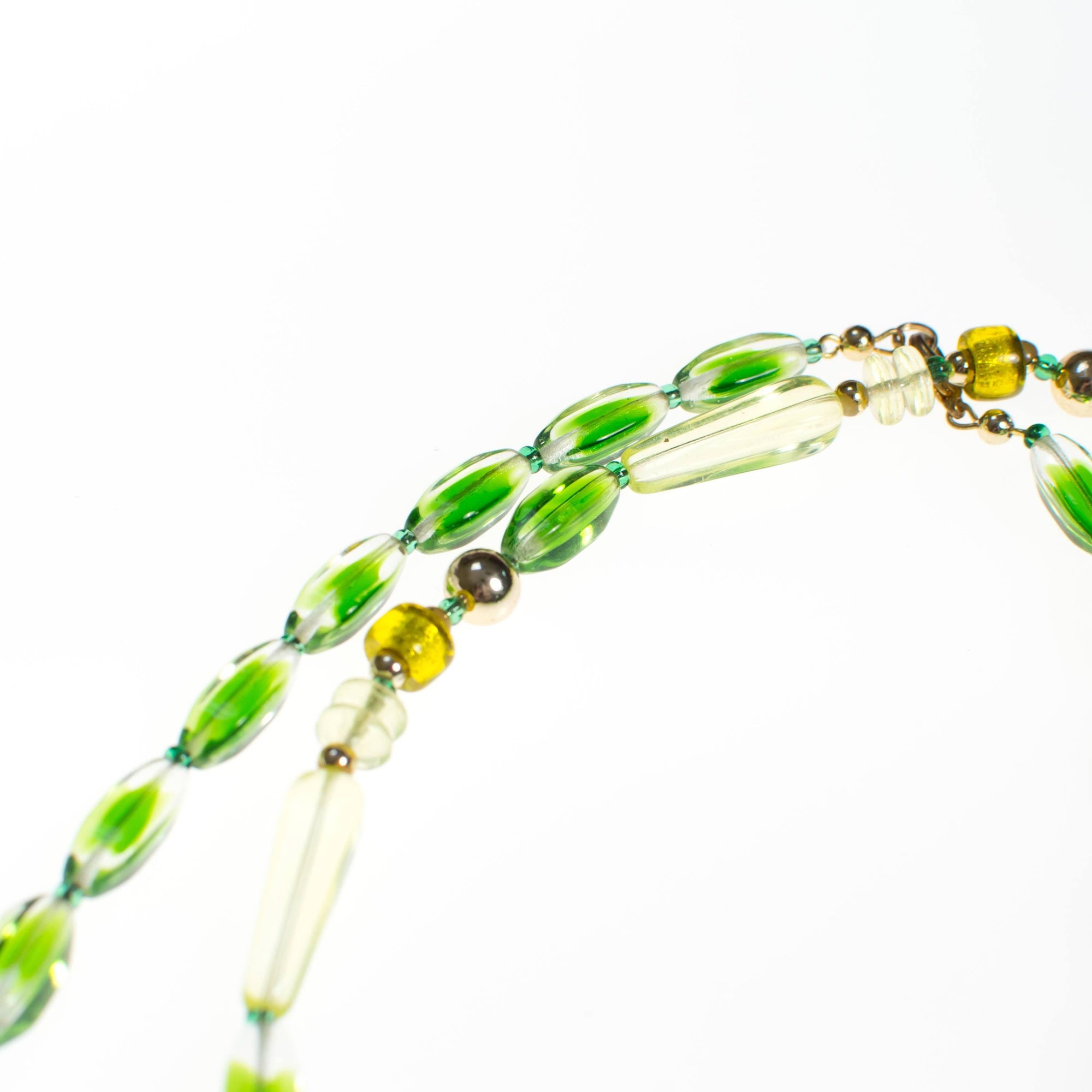 Vintage Green Crystal Beaded Necklace by 1970s - Vintage Meet Modern Vintage Jewelry - Chicago, Illinois - #oldhollywoodglamour #vintagemeetmodern #designervintage #jewelrybox #antiquejewelry #vintagejewelry