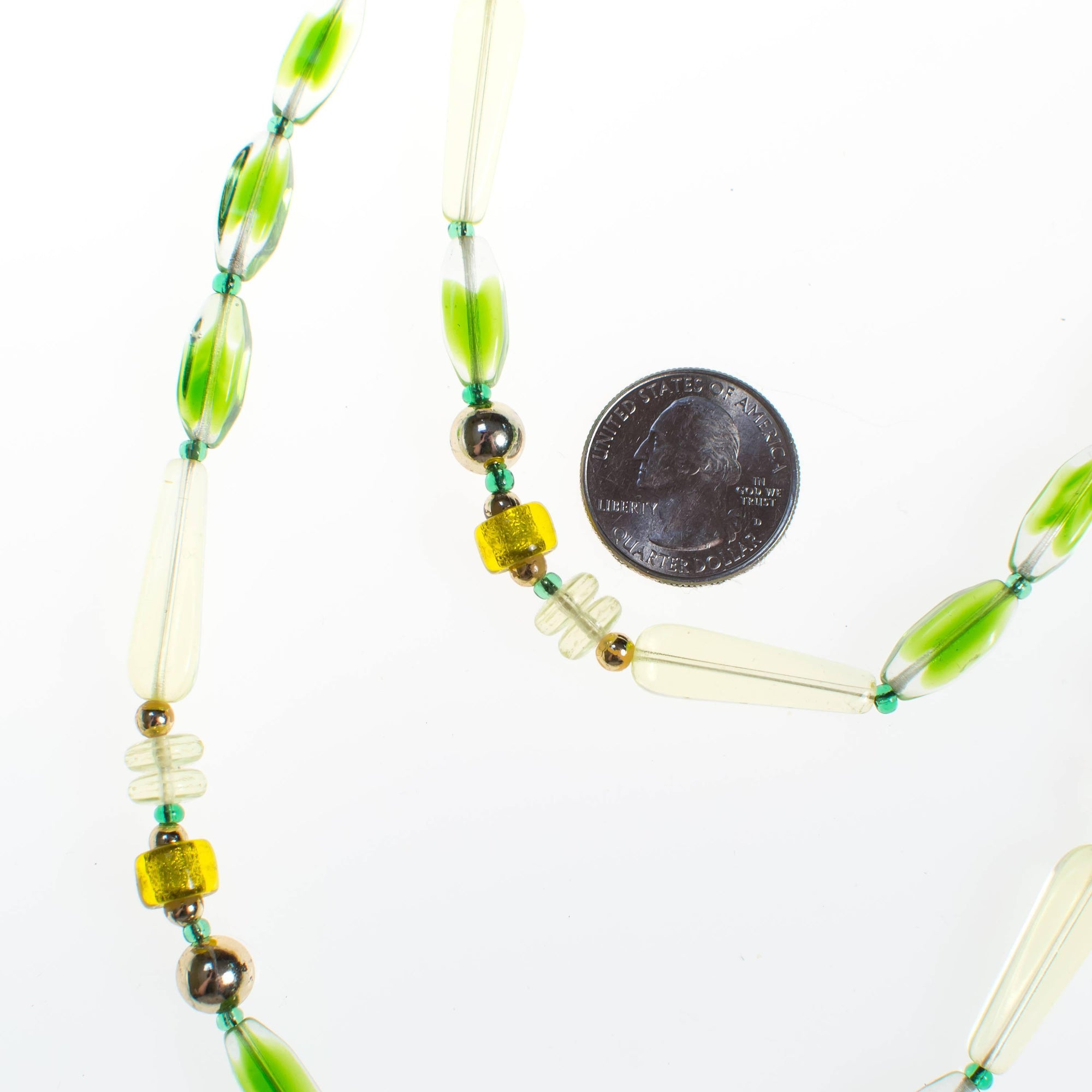 Vintage Green Crystal Beaded Necklace by 1970s - Vintage Meet Modern Vintage Jewelry - Chicago, Illinois - #oldhollywoodglamour #vintagemeetmodern #designervintage #jewelrybox #antiquejewelry #vintagejewelry