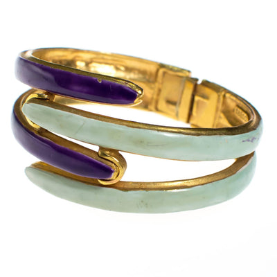 Vintage Original by Robert Mod Style Purple and Mint Green Enamel Clamper Bangle Bracelet by Robert Mod - Vintage Meet Modern Vintage Jewelry - Chicago, Illinois - #oldhollywoodglamour #vintagemeetmodern #designervintage #jewelrybox #antiquejewelry #vintagejewelry