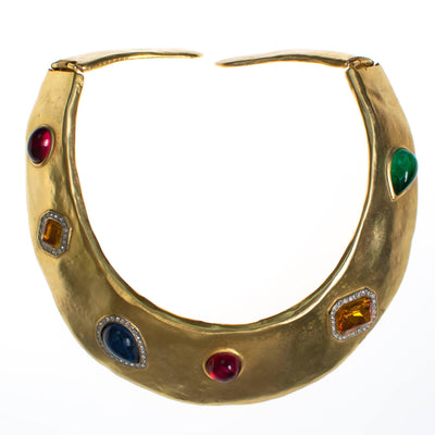 Vintage Gold Jewel Tone Statement Necklace by 1970s - Vintage Meet Modern Vintage Jewelry - Chicago, Illinois - #oldhollywoodglamour #vintagemeetmodern #designervintage #jewelrybox #antiquejewelry #vintagejewelry