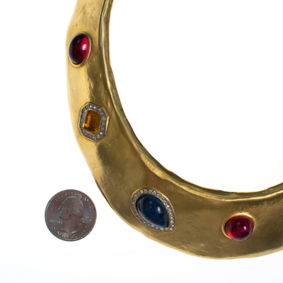 Vintage Gold Jewel Tone Statement Necklace by 1970s - Vintage Meet Modern Vintage Jewelry - Chicago, Illinois - #oldhollywoodglamour #vintagemeetmodern #designervintage #jewelrybox #antiquejewelry #vintagejewelry