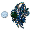 Vintage Emerald Green and Sapphire Blue Crystal Rhinestone Statement Brooch by Unsigned Beauty - Vintage Meet Modern Vintage Jewelry - Chicago, Illinois - #oldhollywoodglamour #vintagemeetmodern #designervintage #jewelrybox #antiquejewelry #vintagejewelry
