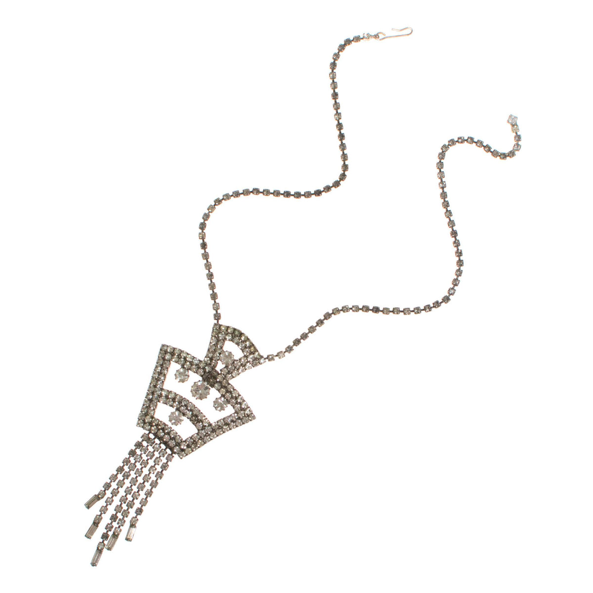 Vintage Art Deco Rhinestone Statement Necklace