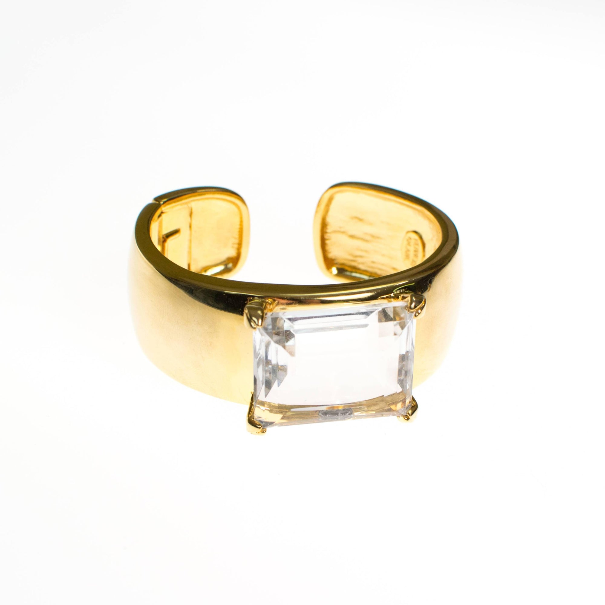 Vintage Kenneth Jay Lane Headlight Rhinestone Gold Cuff Bracelet by Kenneth Jay Lane - Vintage Meet Modern Vintage Jewelry - Chicago, Illinois - #oldhollywoodglamour #vintagemeetmodern #designervintage #jewelrybox #antiquejewelry #vintagejewelry