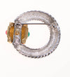 Vintage Silver Cable Hoop Brooch with Royal Colored Cabochon Rhinestones by 1980s - Vintage Meet Modern Vintage Jewelry - Chicago, Illinois - #oldhollywoodglamour #vintagemeetmodern #designervintage #jewelrybox #antiquejewelry #vintagejewelry