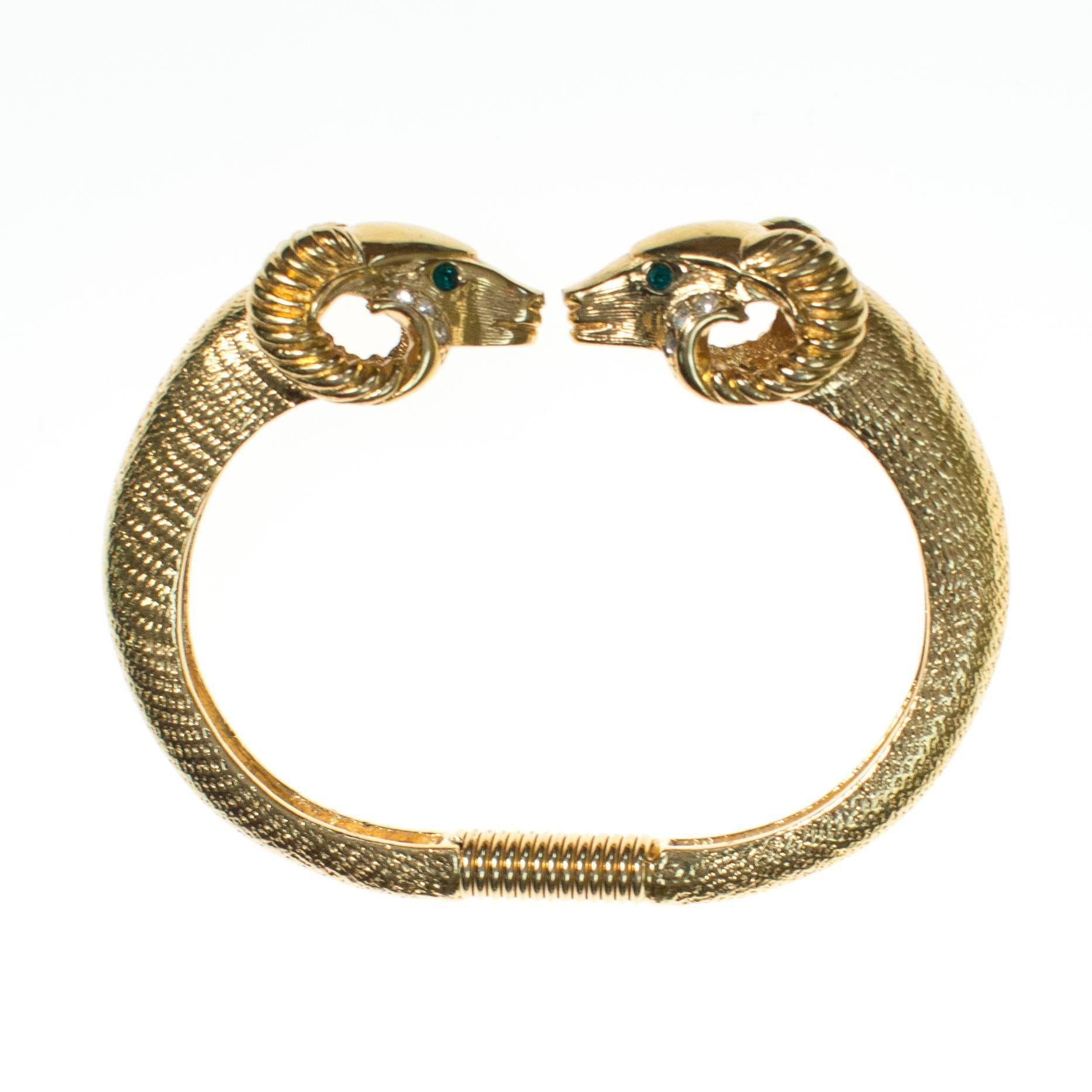 KJL Rams Head Bracelet, KJL for Avon, Kenneth Jay Lane by Kenneth Jay Lane - Vintage Meet Modern Vintage Jewelry - Chicago, Illinois - #oldhollywoodglamour #vintagemeetmodern #designervintage #jewelrybox #antiquejewelry #vintagejewelry