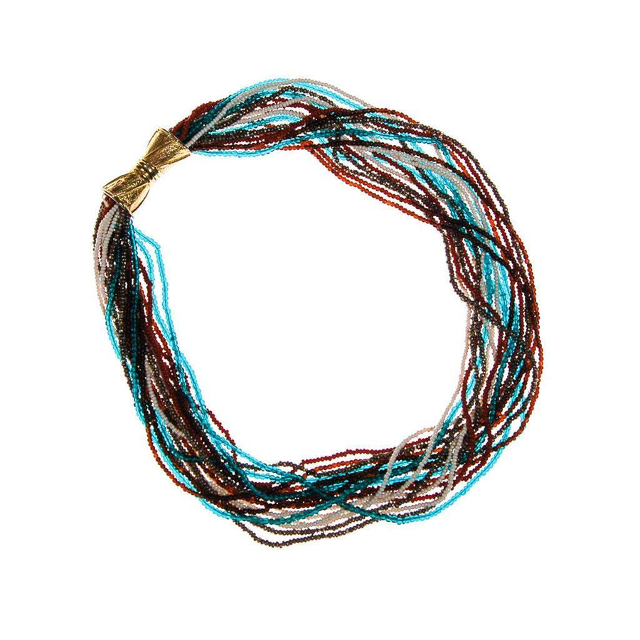 Vintage Jewel Tone Seed Bead Torsade Necklace by 1960s - Vintage Meet Modern Vintage Jewelry - Chicago, Illinois - #oldhollywoodglamour #vintagemeetmodern #designervintage #jewelrybox #antiquejewelry #vintagejewelry