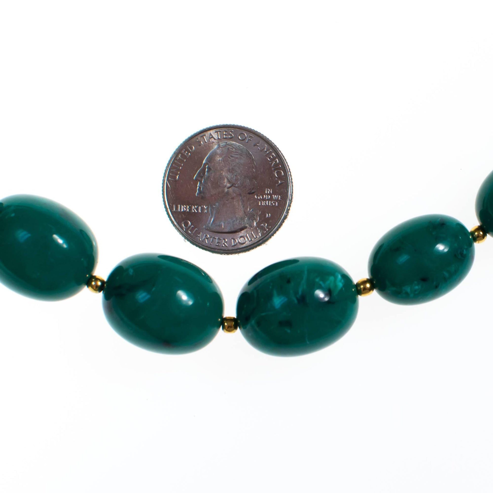 Vintage Joan Rivers Green Lucite Beaded Necklace by Joan Rivers - Vintage Meet Modern Vintage Jewelry - Chicago, Illinois - #oldhollywoodglamour #vintagemeetmodern #designervintage #jewelrybox #antiquejewelry #vintagejewelry