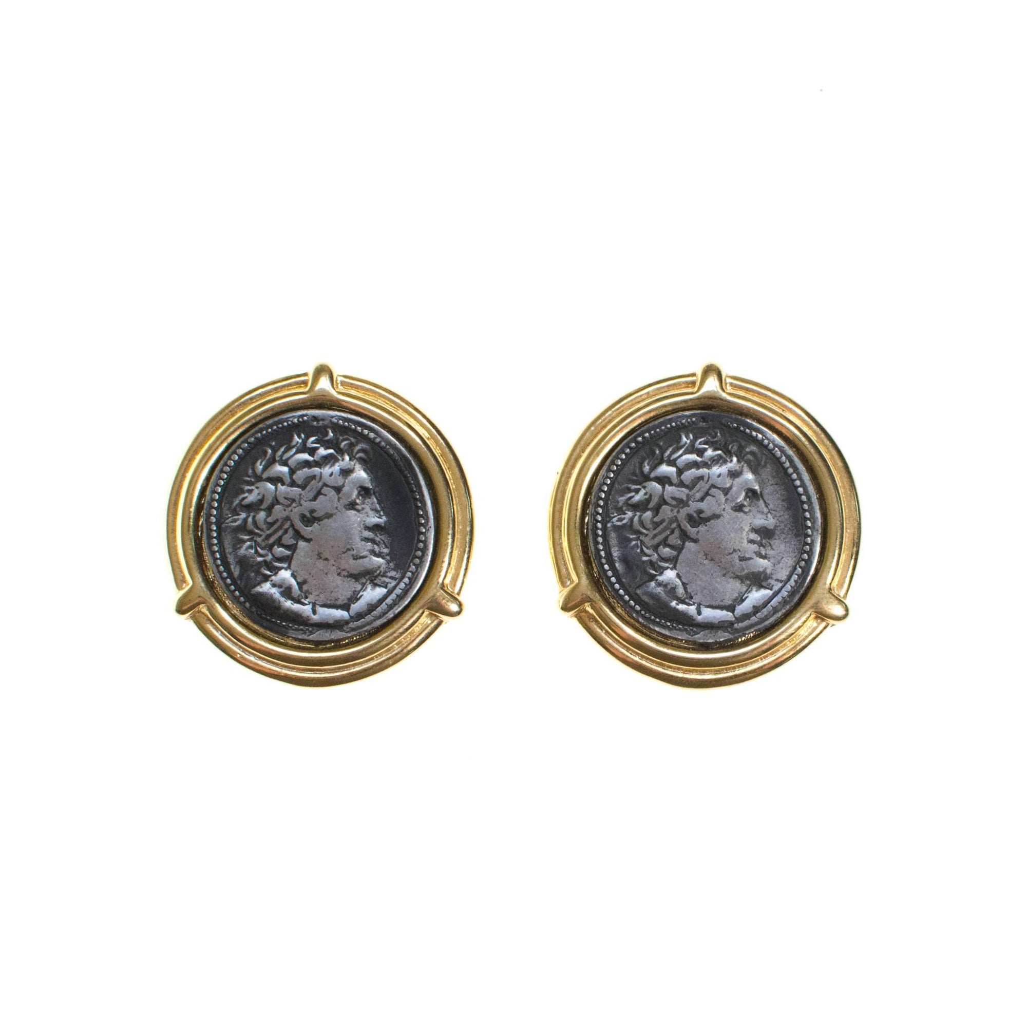 Vintage French Coin Statement Earrings, Large, Round, Clip On by 1980s - Vintage Meet Modern Vintage Jewelry - Chicago, Illinois - #oldhollywoodglamour #vintagemeetmodern #designervintage #jewelrybox #antiquejewelry #vintagejewelry