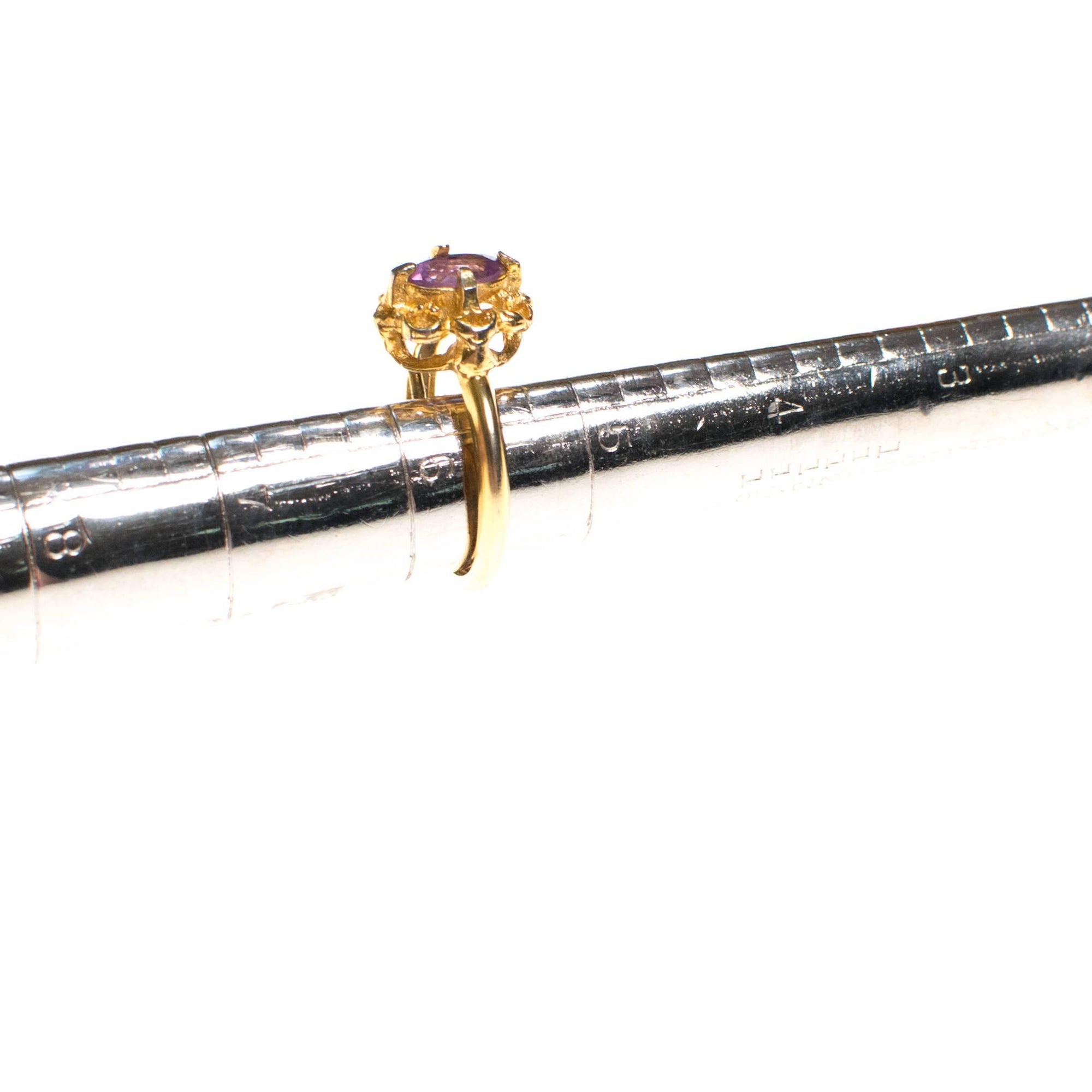 Vintage Avon Amethyst Petite Crystal Ring in Gold Tone by 1970s - Vintage Meet Modern Vintage Jewelry - Chicago, Illinois - #oldhollywoodglamour #vintagemeetmodern #designervintage #jewelrybox #antiquejewelry #vintagejewelry