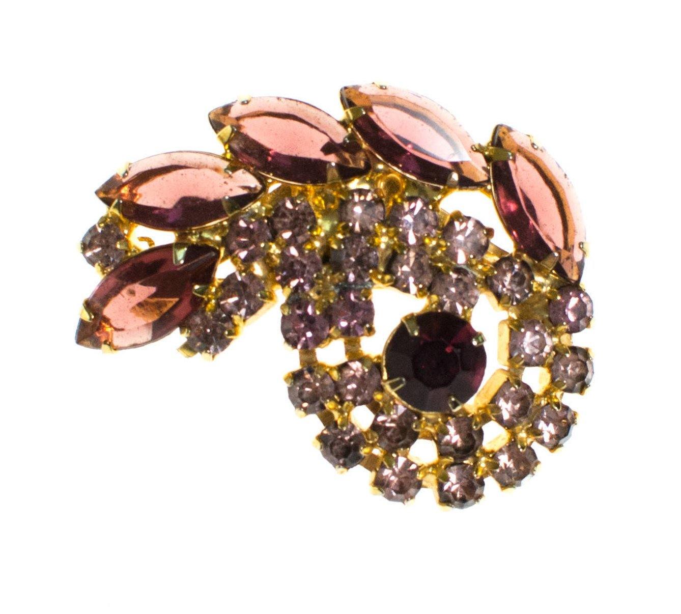 Vintage Purple Rhinestone Brooch by 1960s - Vintage Meet Modern Vintage Jewelry - Chicago, Illinois - #oldhollywoodglamour #vintagemeetmodern #designervintage #jewelrybox #antiquejewelry #vintagejewelry