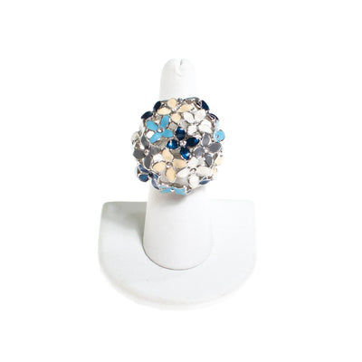Huge Blue and White Flower Statement Ring by 1980s - Vintage Meet Modern Vintage Jewelry - Chicago, Illinois - #oldhollywoodglamour #vintagemeetmodern #designervintage #jewelrybox #antiquejewelry #vintagejewelry