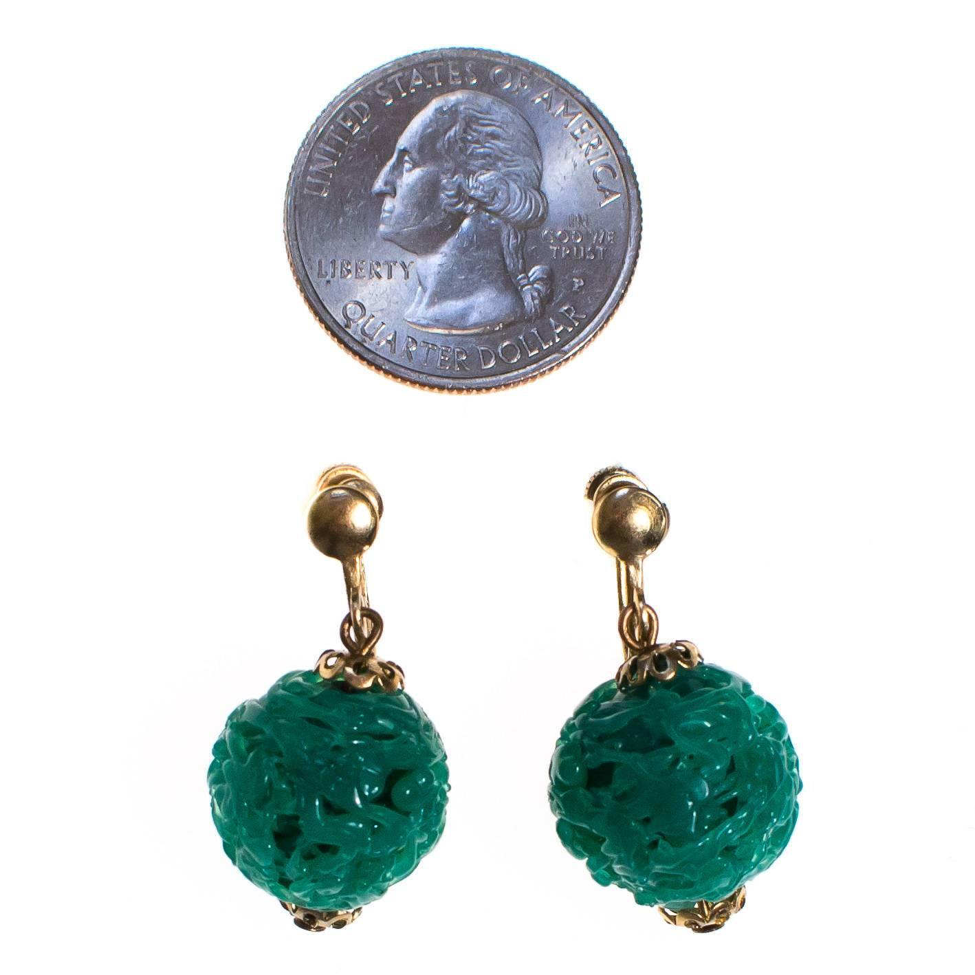 Vintage Carved Faux Jade Dangling by 1960s - Vintage Meet Modern Vintage Jewelry - Chicago, Illinois - #oldhollywoodglamour #vintagemeetmodern #designervintage #jewelrybox #antiquejewelry #vintagejewelry