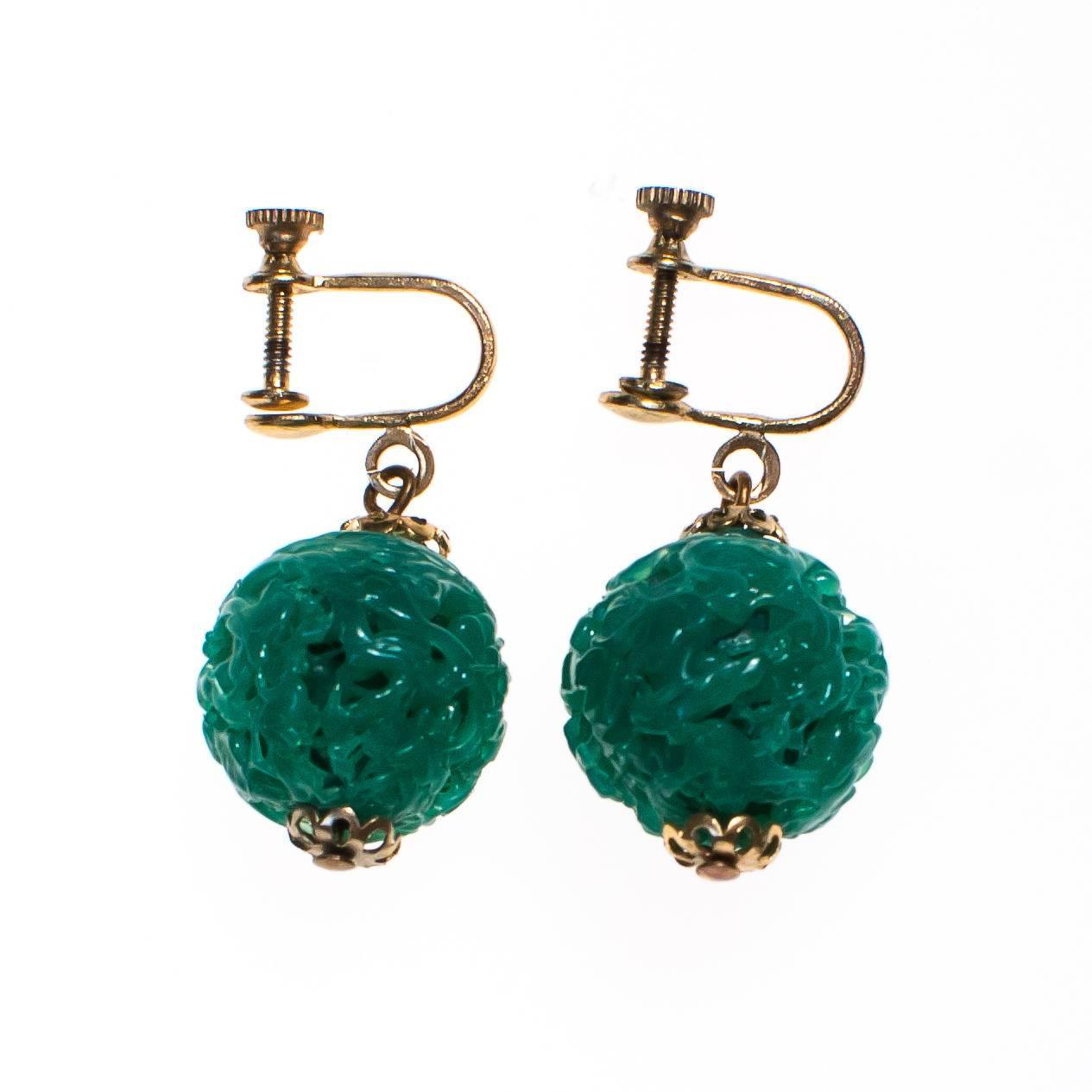 Vintage Carved Faux Jade Dangling by 1960s - Vintage Meet Modern Vintage Jewelry - Chicago, Illinois - #oldhollywoodglamour #vintagemeetmodern #designervintage #jewelrybox #antiquejewelry #vintagejewelry