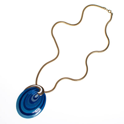 Vintage Eisenberg Blue Swirl Enamel Pendant Necklace, Artist Series, 1960s by 1960s - Vintage Meet Modern Vintage Jewelry - Chicago, Illinois - #oldhollywoodglamour #vintagemeetmodern #designervintage #jewelrybox #antiquejewelry #vintagejewelry