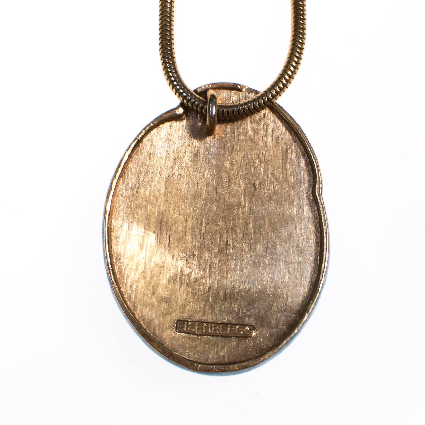 Vintage Eisenberg Blue Swirl Enamel Pendant Necklace, Artist Series, 1960s by 1960s - Vintage Meet Modern Vintage Jewelry - Chicago, Illinois - #oldhollywoodglamour #vintagemeetmodern #designervintage #jewelrybox #antiquejewelry #vintagejewelry